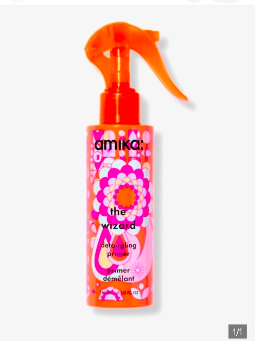 amika Detangling Primer Spray — Orange & Pink Floral Bottle